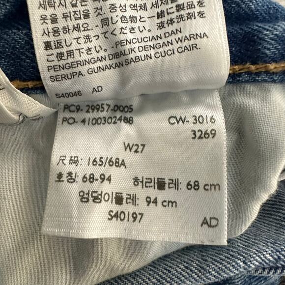 Womens Levis 505 C Orange Tab Distressed Straight Crop Blue Jeans W27 Fits 29X27 - Picture 9 of 9